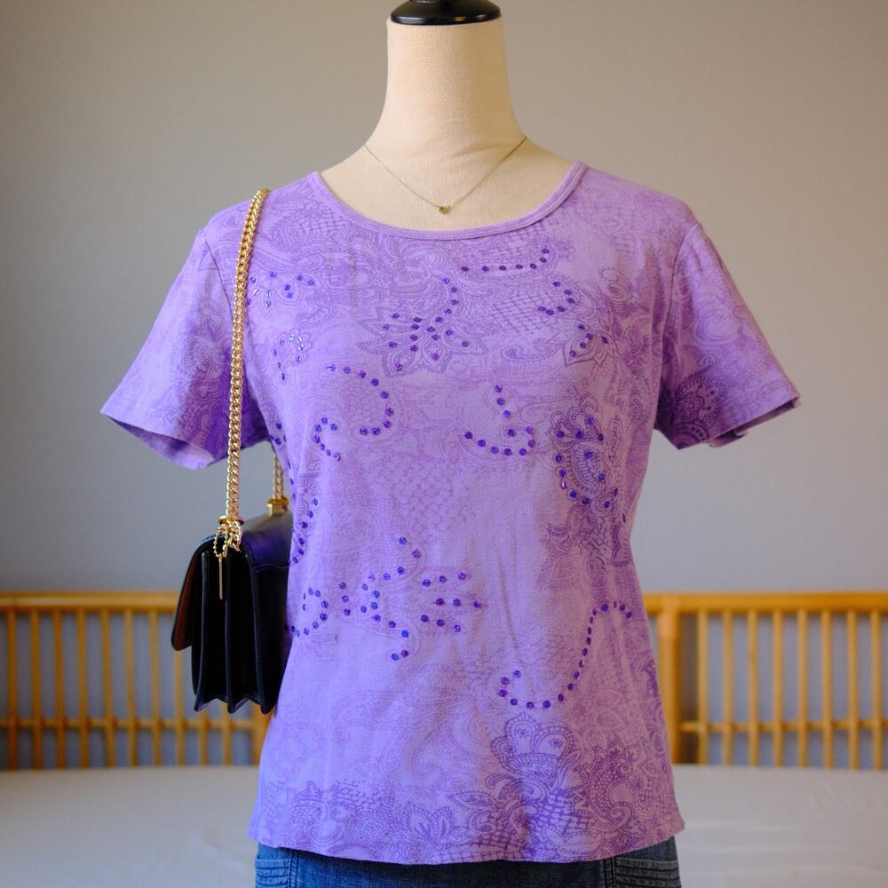 Take Two Paisley Sequin Tee Y2K Soft Girl / Whimsigoth Vibe